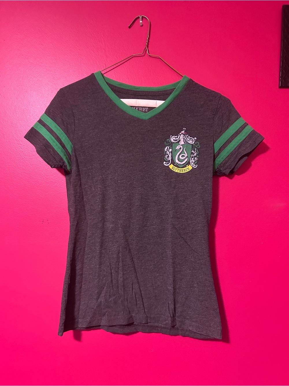 Harry Potter Slytherin Gray & Green V-Neck Tee